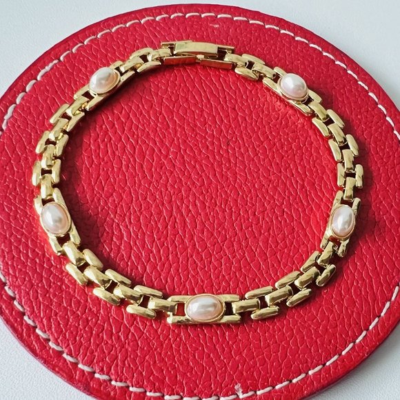 Bridge Jewelry - Vintage Bead of Rice Bracelet with faux Pearl, Fine workmanship - Picture 1 of 7